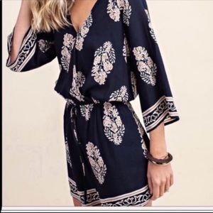 Navy and Mocha Romper.  Never worn. Tags as reflected in pictures.  Very cute.